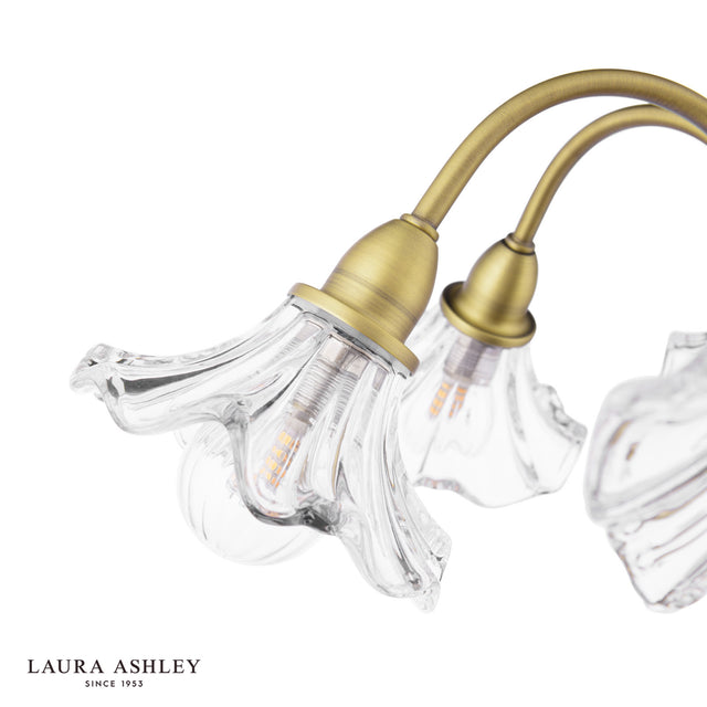 Laura Ashley Kerswell 6 Light Semi-Flush Matt Antique Brass and Glass