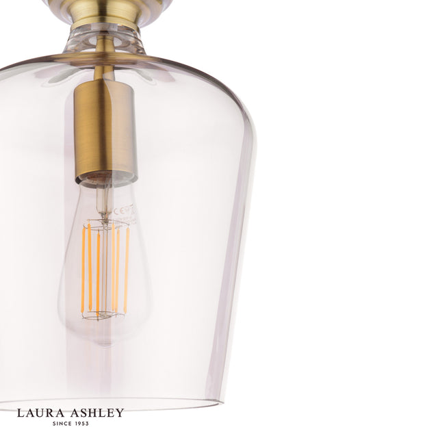 Laura Ashley Ockley Semi-Flush Antique Brass and Champagne Glass
