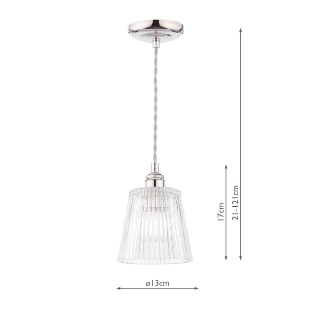 Laura Ashley Callaghan Pendant Polished Nickel and Ribbed Glass