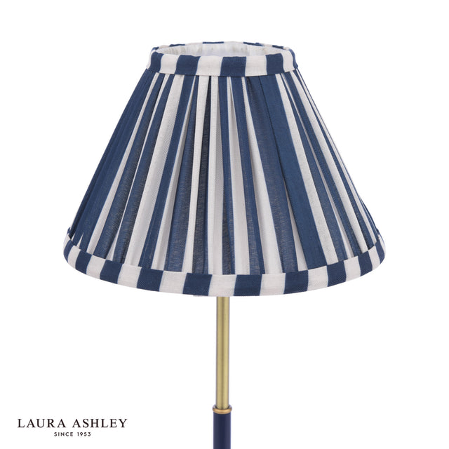 Laura Ashley Denwick Table Lamp Matt Antique Brass and Satin Blue With Shade