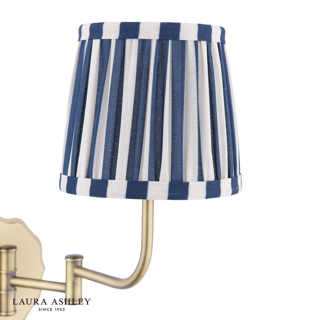 Laura Ashley Denwick Wall Light Matt Antique Brass and Satin Blue With Shade