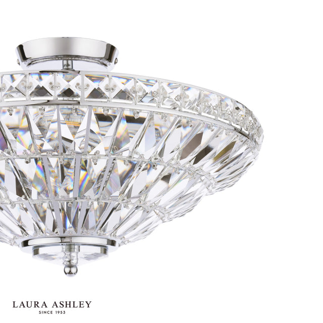 Laura Ashley Vienna 3 Light Semi-Flush Polished Chrome and Crystal