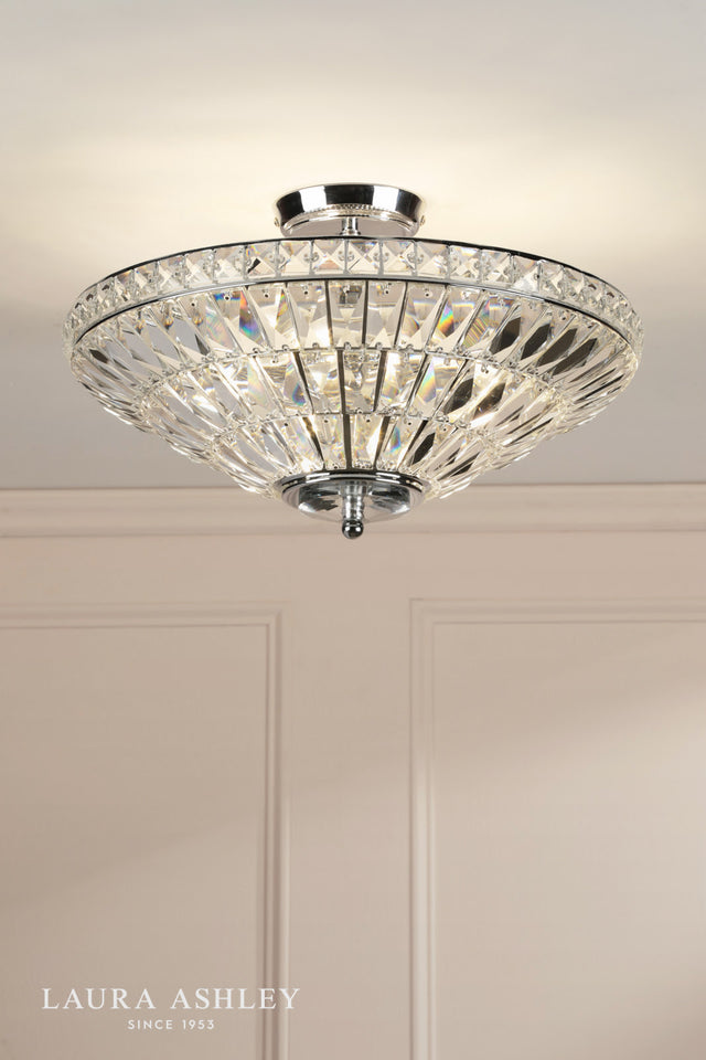 Laura Ashley Vienna 3 Light Semi-Flush Polished Chrome and Crystal