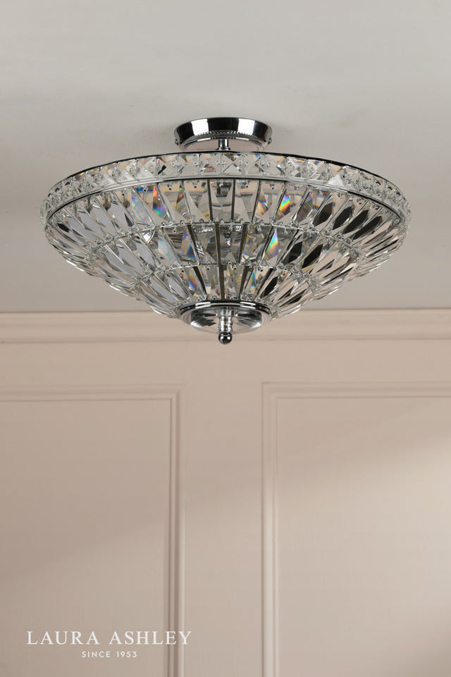Laura Ashley Vienna 3 Light Semi-Flush Polished Chrome and Crystal