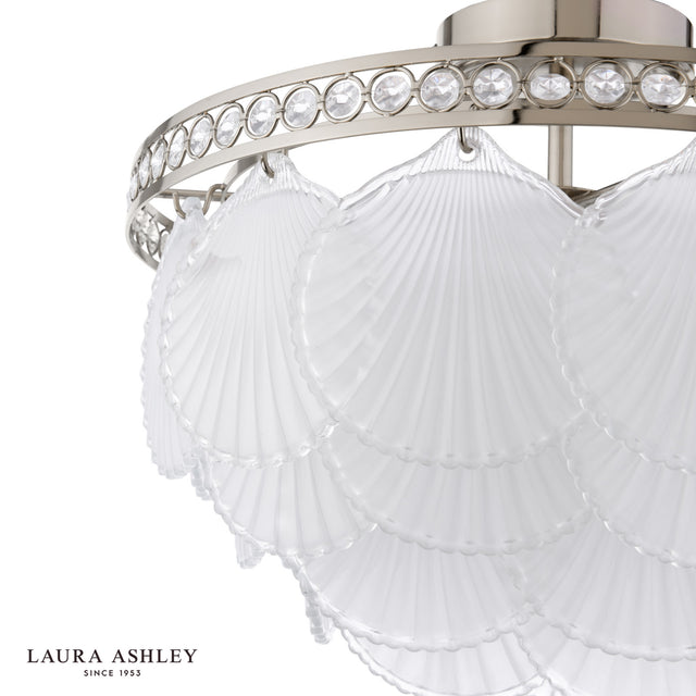 Laura Ashley Caverton 4 Light Semi-Flush Polished Nickel and White Glass
