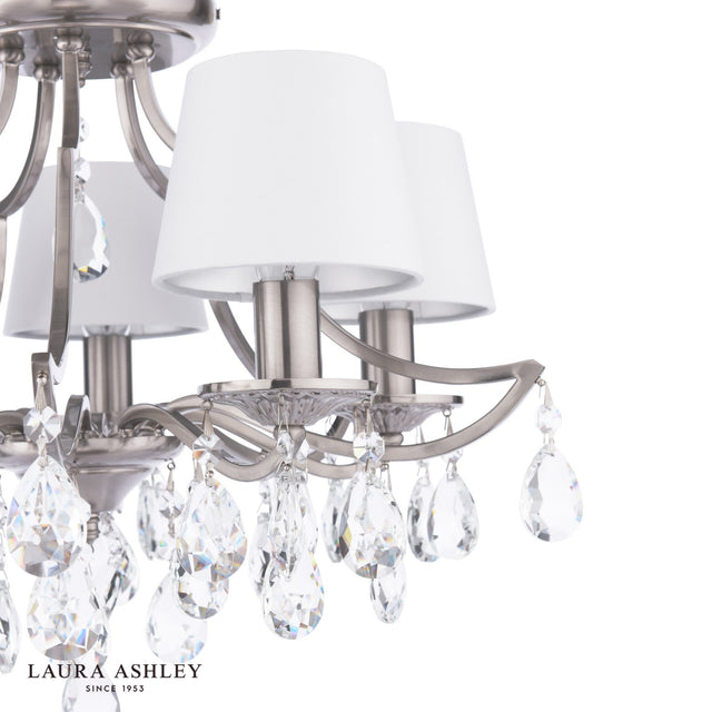 Laura Ashley Enstone 5 Light Semi-Flush Polished Nickel and Crystal With Shade