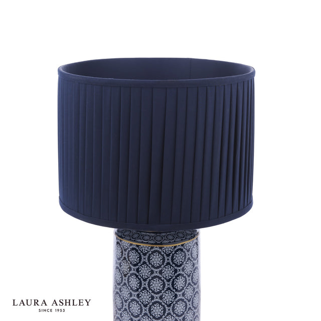 Laura Ashley Knipton Table Lamp Blue Ceramic and Antique Brass With Shade