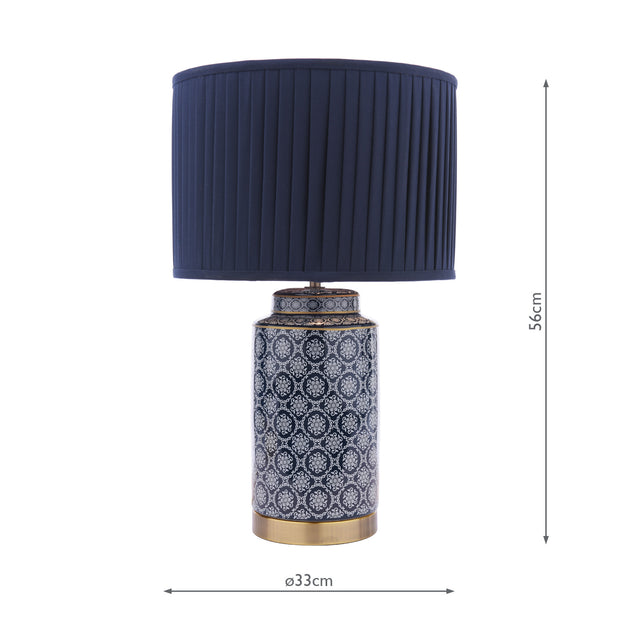Laura Ashley Knipton Table Lamp Blue Ceramic and Antique Brass With Shade
