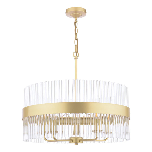 Laura Ashley Alexa 5 Light Pendant Glass and Matt Antique Brass