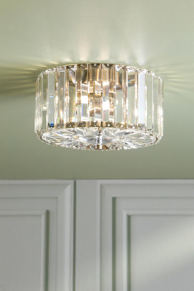 Laura Ashley Fernhurst Small 3 Light Flush Crystal and Antique Brass