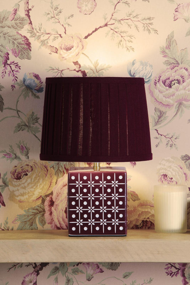 Laura Ashley Claudina Table Lamp Purple Ceramic and Antique Brass With Shade