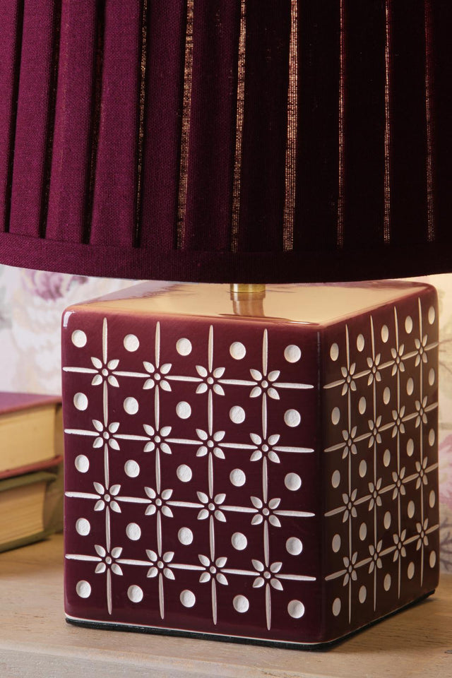 Laura Ashley Claudina Table Lamp Purple Ceramic and Antique Brass With Shade