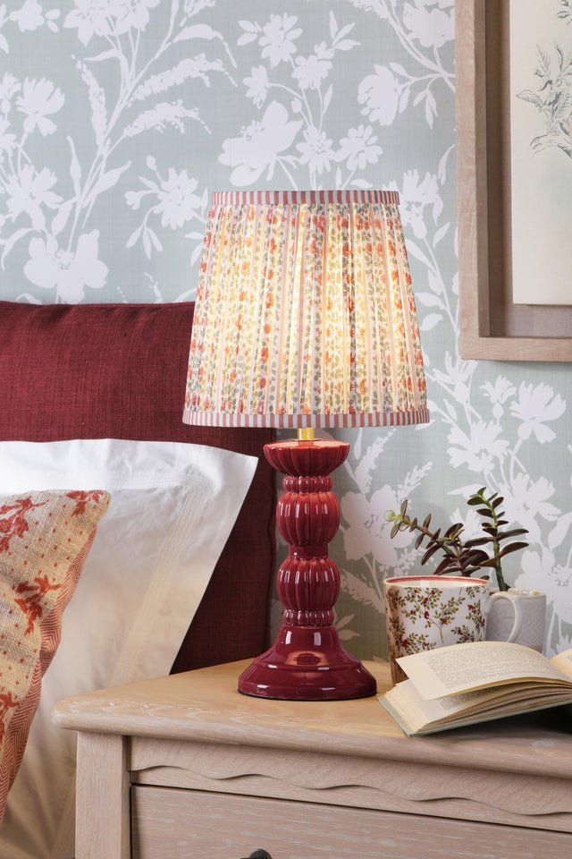 Laura Ashley Kelbrook Table Lamp Red Ceramic and Matt Antique Brass With Shade