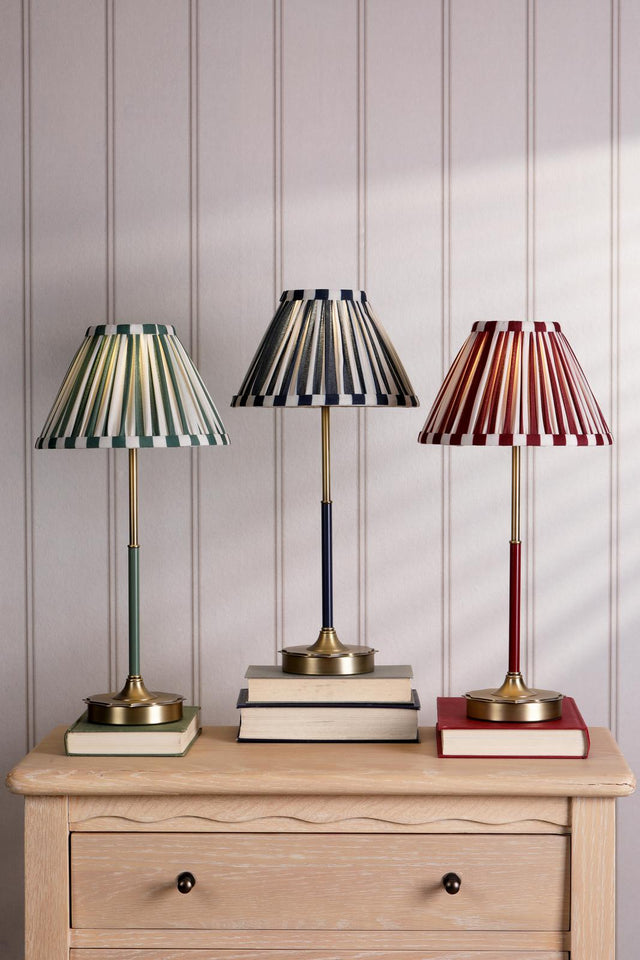 Laura Ashley Denwick Table Lamp Matt Antique Brass and Satin Red With Shade