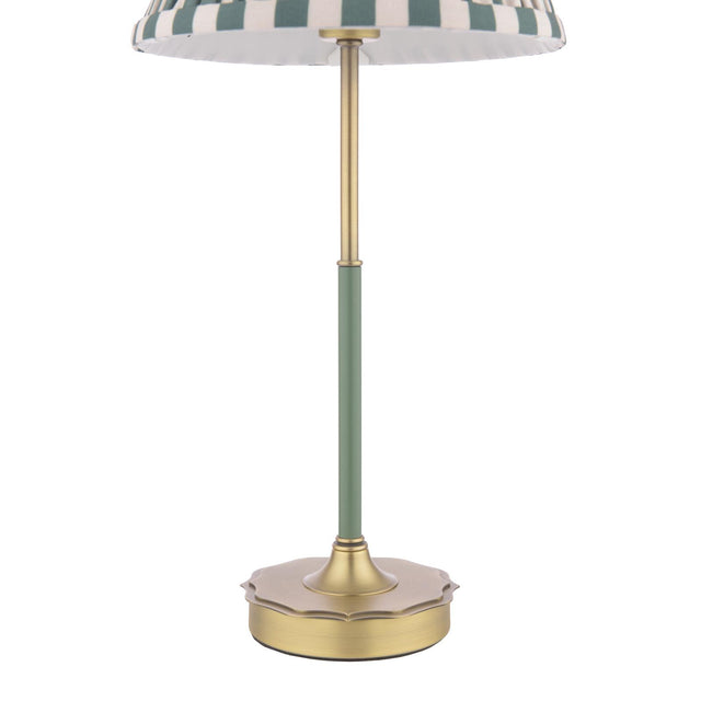 Laura Ashley Denwick Table Lamp Matt Antique Brass and Satin Green With Shade