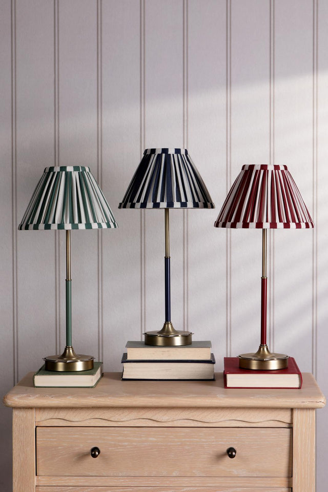 Laura Ashley Denwick Table Lamp Matt Antique Brass and Satin Green With Shade