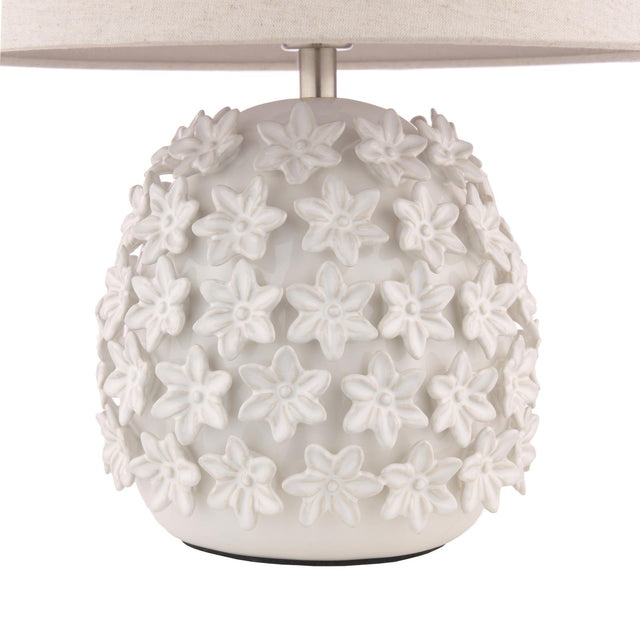 Laura Ashley Ingham Table Lamp White Ceramic and Brushed Silver With Shade