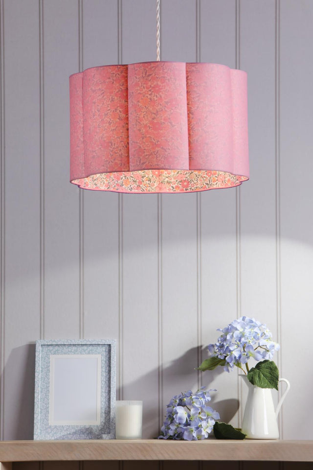 Laura Ashley Loveston Pink Cotton Scalloped Shade 38cm