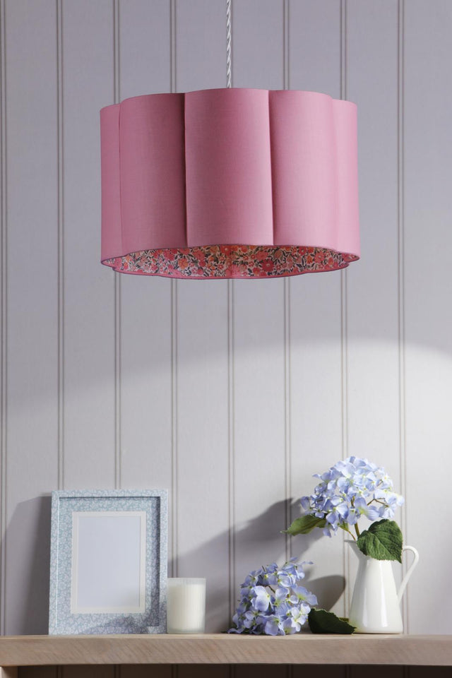 Laura Ashley Loveston Pink Cotton Scalloped Shade 38cm