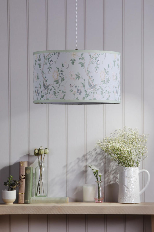 Laura Ashley Summer Palace Eau De Nil Green Cotton Drum Shade 38cm