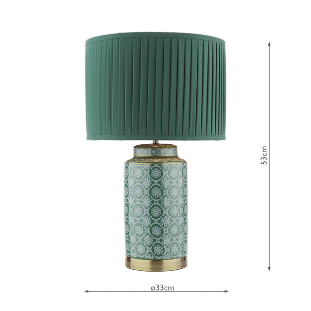 Laura Ashley Knipton Table Lamp Green Ceramic and Antique Brass With Shade