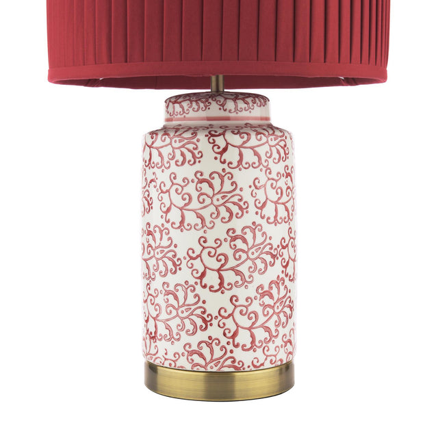 Laura Ashley Knipton Table Lamp Red Ceramic and Antique Brass With Shade
