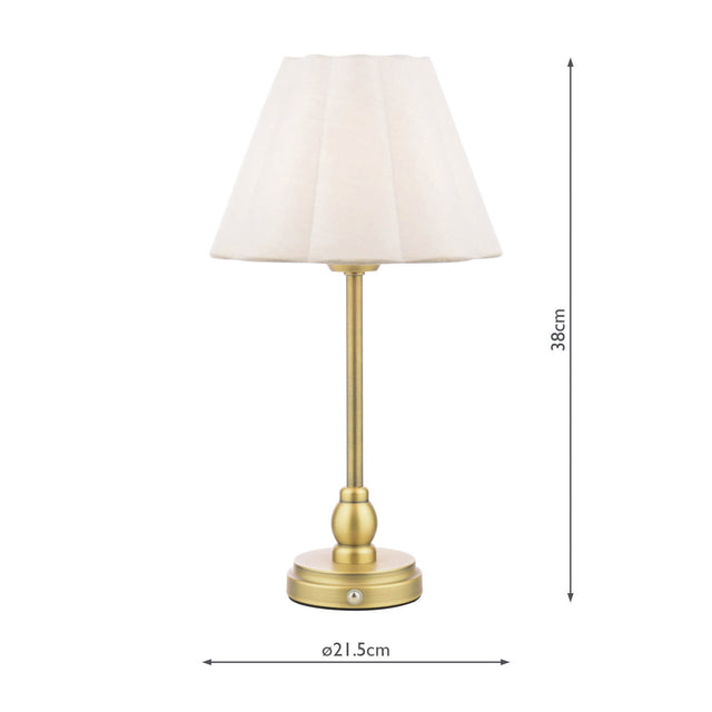 Laura Ashley Erin Rechargeable Table Lamp Matt Antique Brass With Shade LED