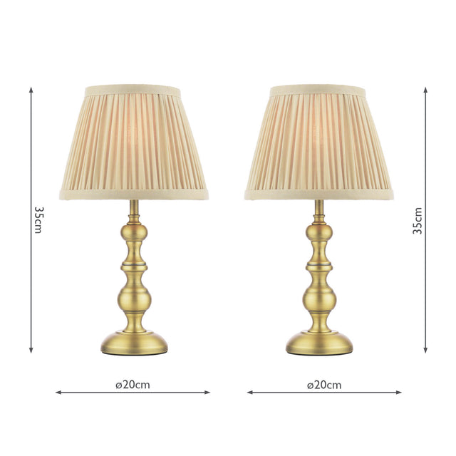 Laura Ashley Ezra Twin Pack Table Lamp Matt Antique Brass With Shade