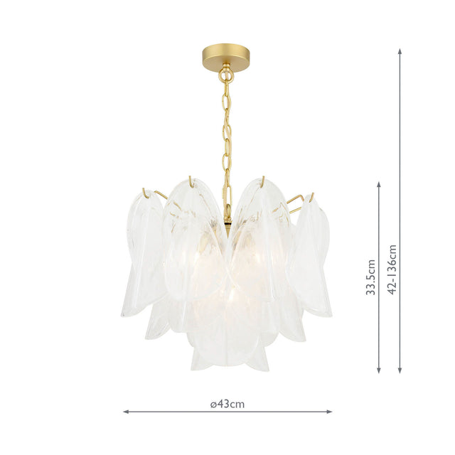 Laura Ashley Stannington 4 Light Pendant Matt Antique Brass and White Glass