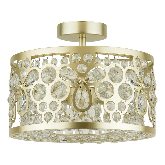 Laura Ashley Tilbrook 3 Light Flush Matt Champagne and Crystal