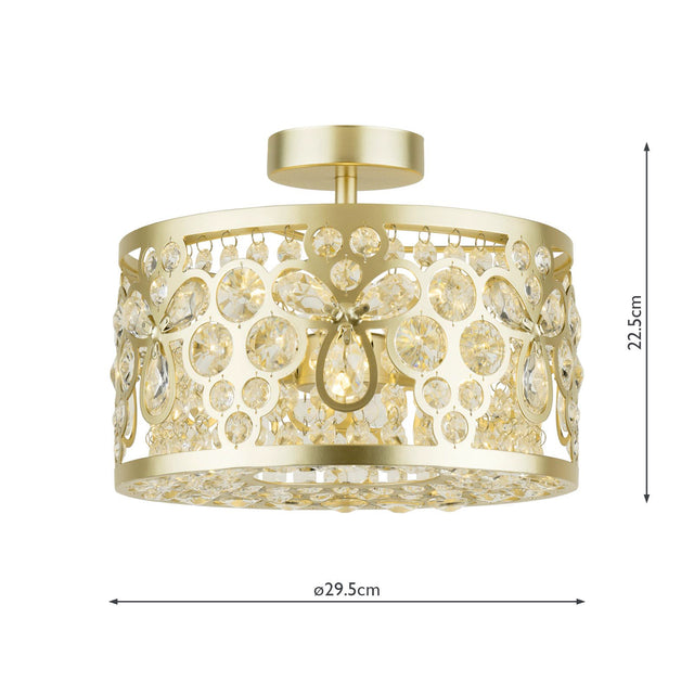 Laura Ashley Tilbrook 3 Light Flush Matt Champagne and Crystal