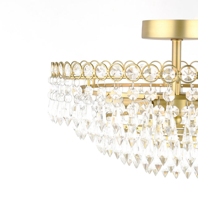 Laura Ashley Enid 5 Light Semi-Flush Faceted Glass and Matt Antique Brass