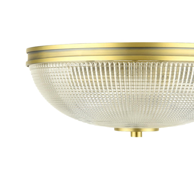 Laura Ashley Langdon 2 Light Bathroom Ceiling Light Matt Antique Brass and Textured Glass IP44
