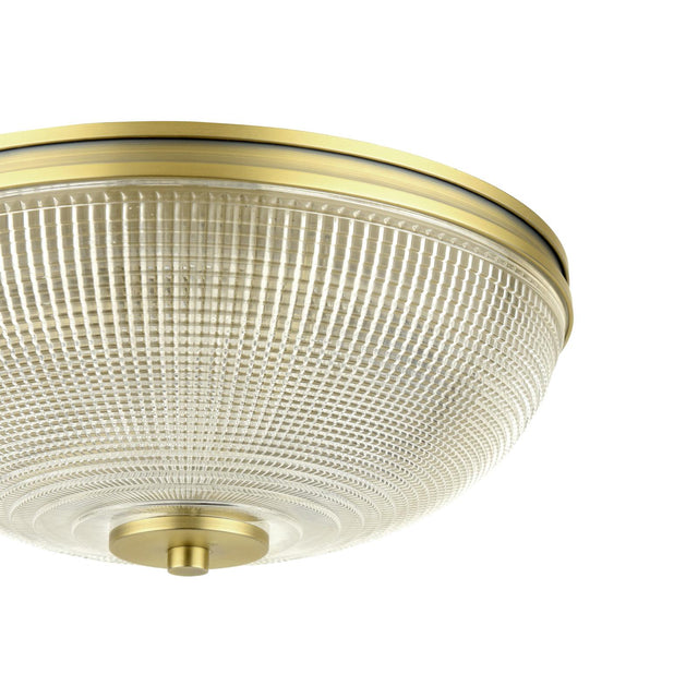 Laura Ashley Langdon 2 Light Bathroom Ceiling Light Matt Antique Brass and Textured Glass IP44