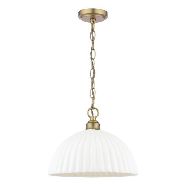 Laura Ashley Durford Large Pendant Matt Antique Brass and White