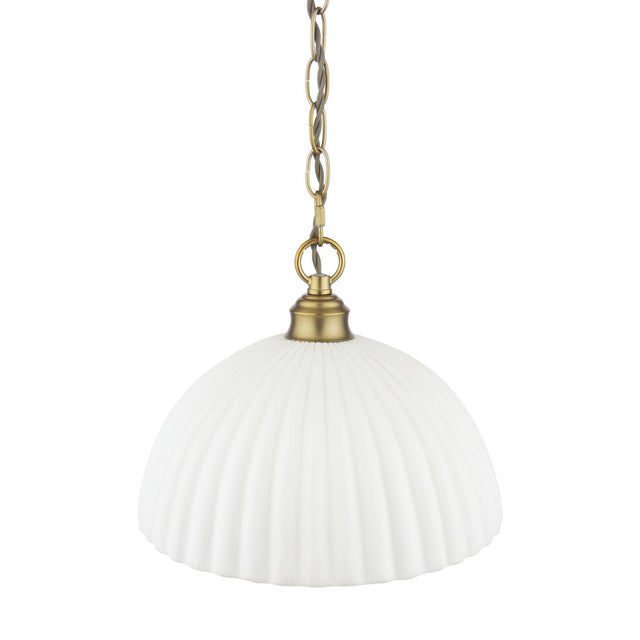 Laura Ashley Durford Large Pendant Matt Antique Brass and White