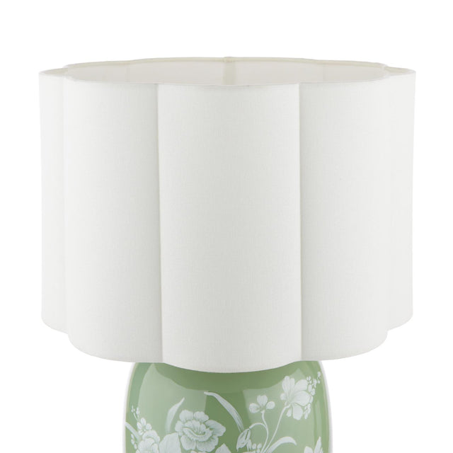 Laura Ashley Pashley Table Lamp Green Ceramic and Polished Chrome With Shade