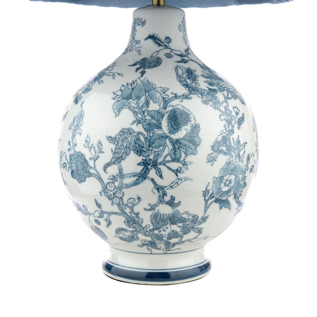 Laura Ashley Maltby Table Lamp Blue Ceramic and Antique Brass With Shade