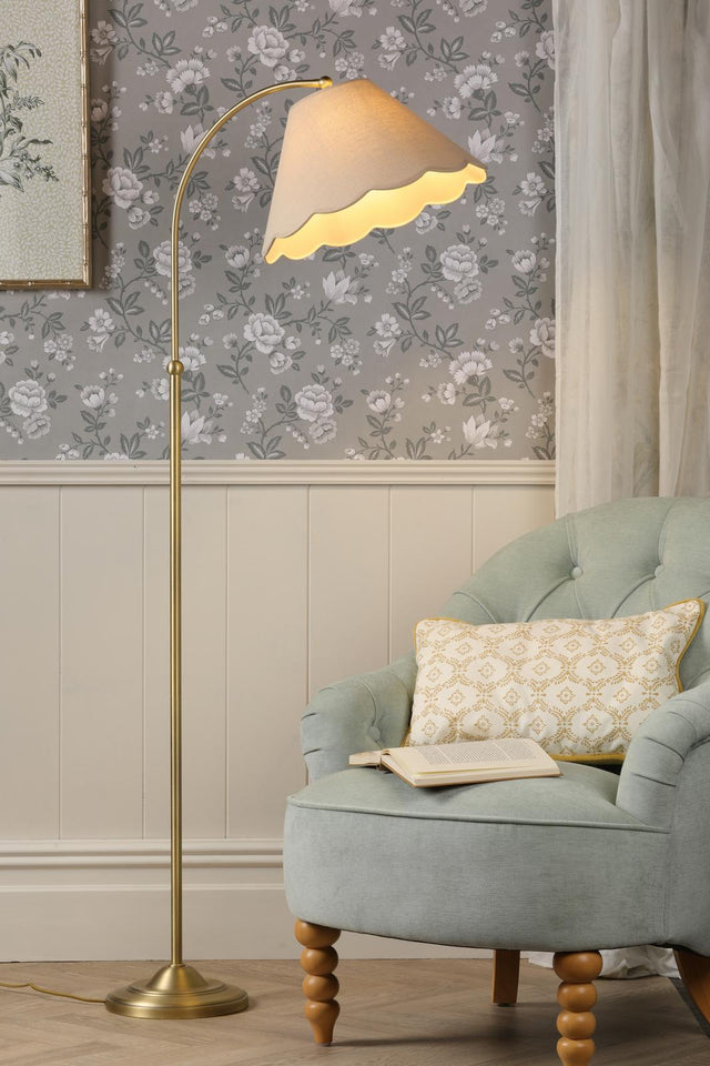 Laura Ashley Cordwell Floor Lamp Matt Antique Brass With Shade