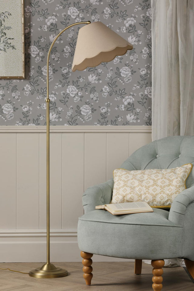 Laura Ashley Cordwell Floor Lamp Matt Antique Brass With Shade