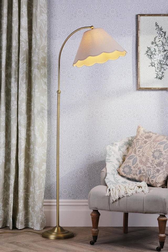 Laura Ashley Cordwell Floor Lamp Matt Antique Brass With Shade