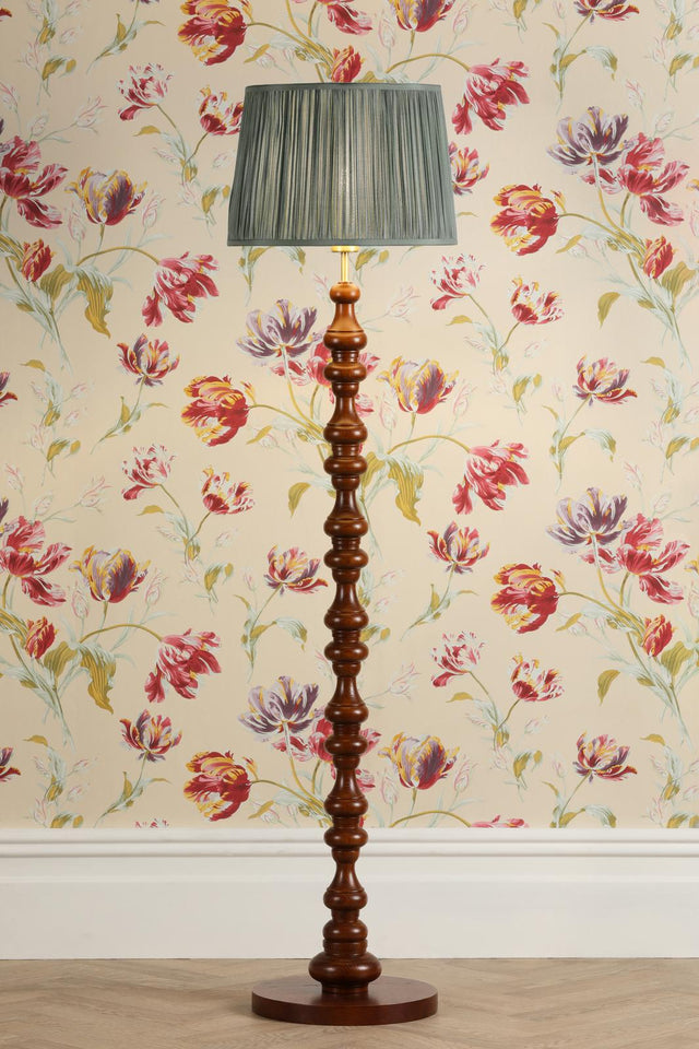 Laura Ashley Millbrook Floor Lamp Dark Wood and Industrial Brass Base Only