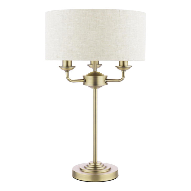 Laura Ashley Sorrento 3 Light Table Lamp Matt Antique Brass With Natural Shade