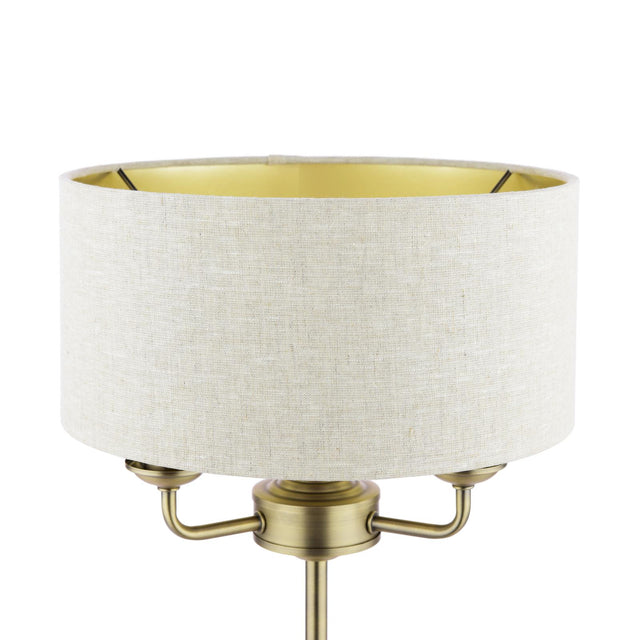 Laura Ashley Sorrento 3 Light Table Lamp Matt Antique Brass With Natural Shade