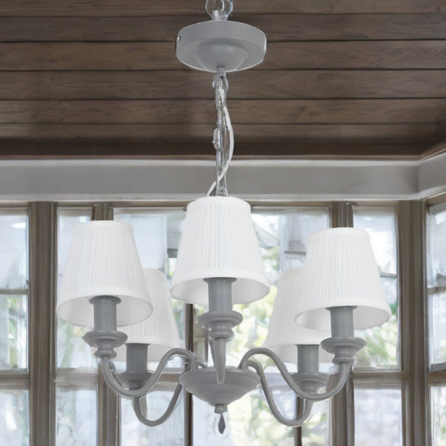 Grey W/ Off White Pleat Shades Light Fitting