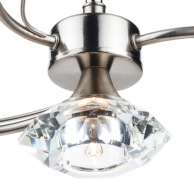 Luther 4 Light Semi Flush Satin Chrome Crystal