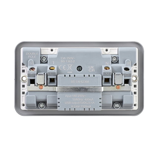13A 2G DP Switched Socket with 15.5W USB A+C