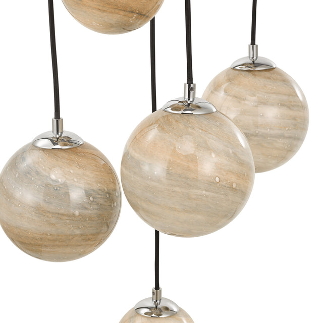 Mikara 12 Light Cluster Pendant Polished Chrome Marble Effect Glass 1.5M