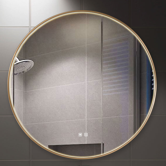 Fabro Gold Ip44 Led Round Bathroom Mirror