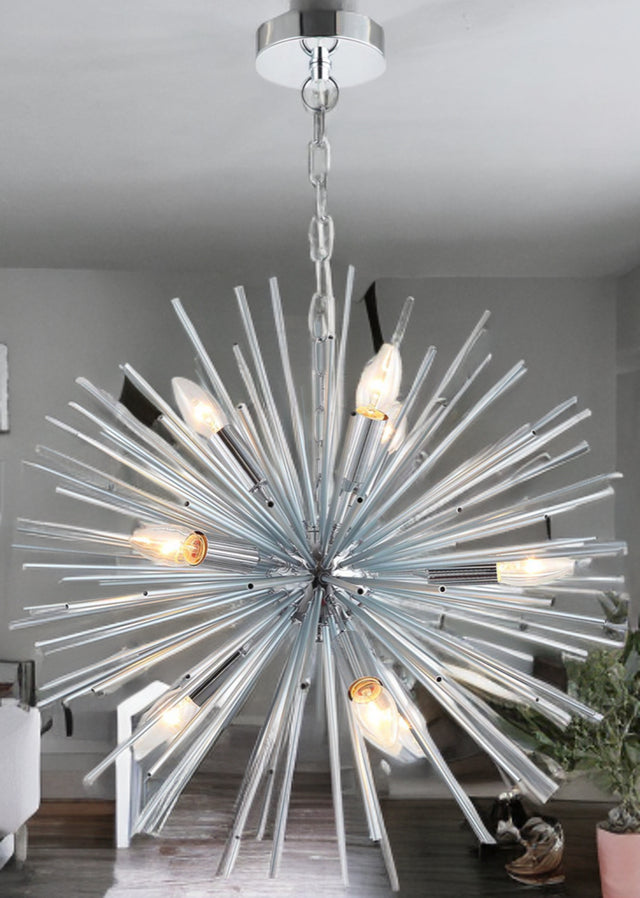 Chrome Bursting Star Pendant